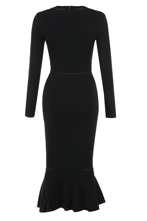 Sasha Black Dainty Knit Midi Dress Product Image