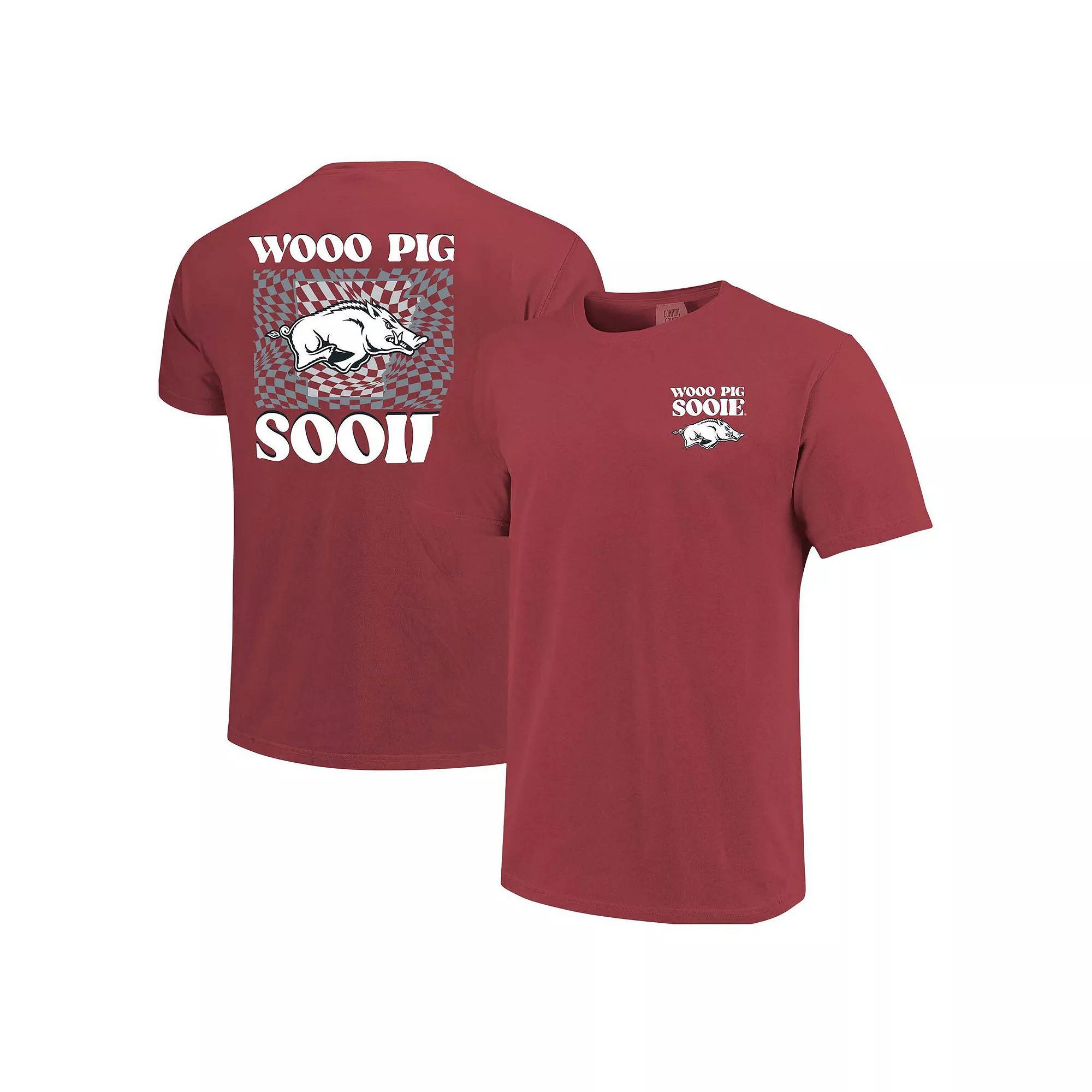 Women's Cardinal Arkansas Razorbacks Comfort Colors Checkered Mascot T-Shirt, Size: Small Product Image