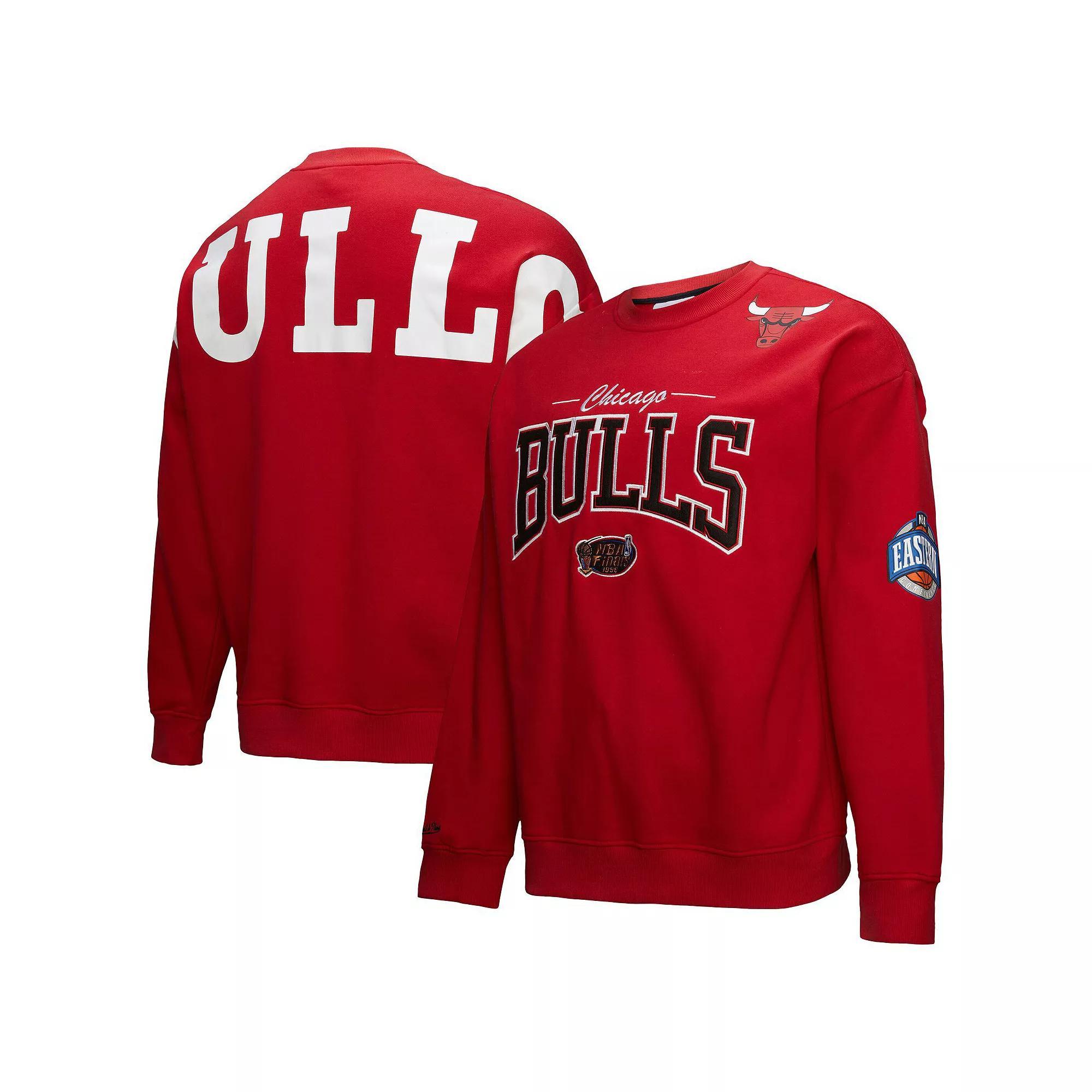 Men's Mitchell & Ness Red Chicago Bulls Hardwood Classics There & Back 2.0 Vintage Pullover Sweatshirt, Size: Medium Product Image