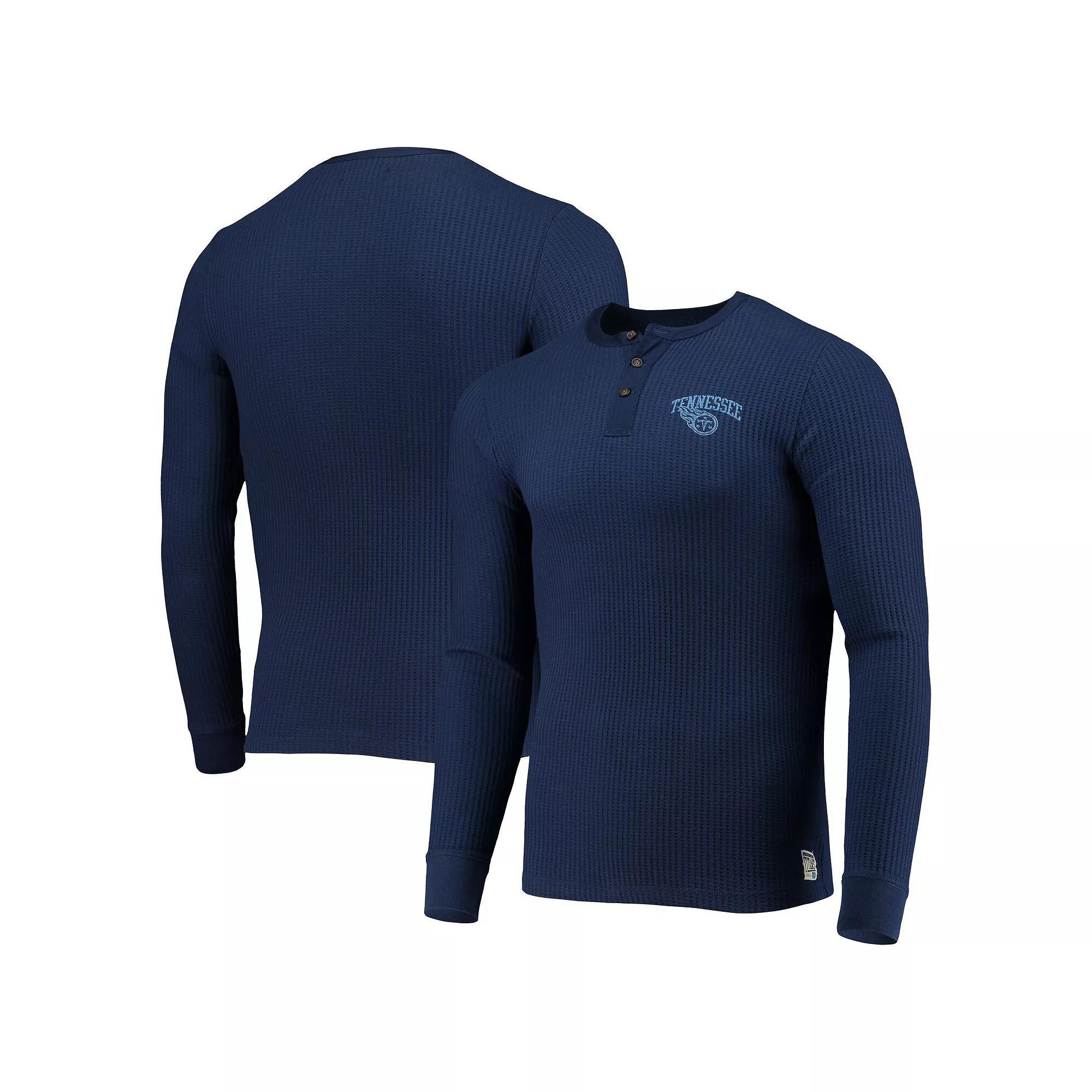 Men's Junk Food Navy Tennessee Titans Thermal Henley Long Sleeve T-Shirt, Size: Small, Blue Product Image