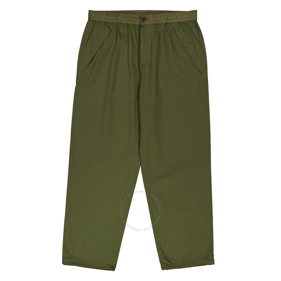 BURBERRY Ernest Contrast Trim Twill Cotton Trousers In Green Product Image