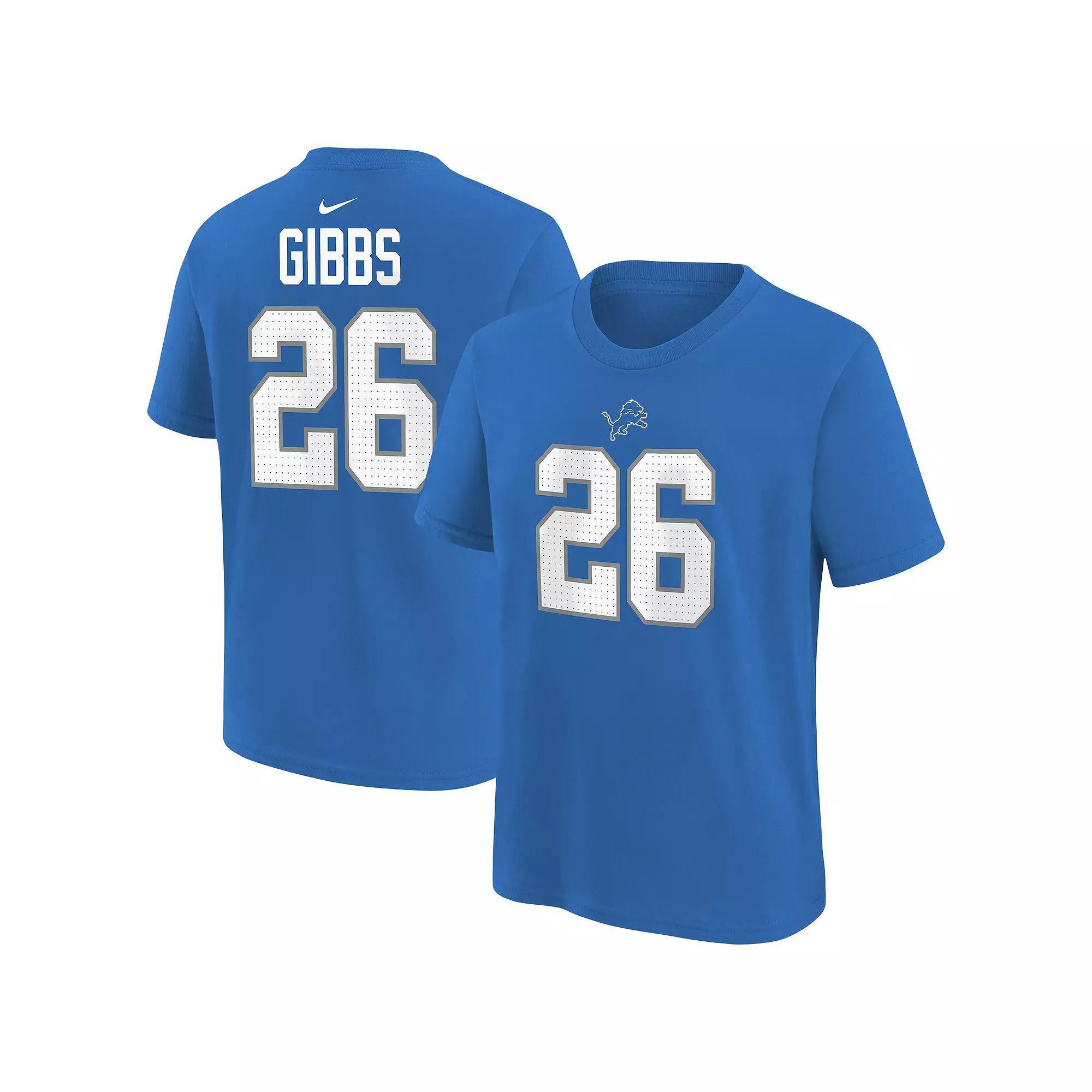 Men's Nike Jahmyr Gibbs Blue Detroit Lions Player Name & Number T-Shirt, Boy's, Size: YTH Small Product Image