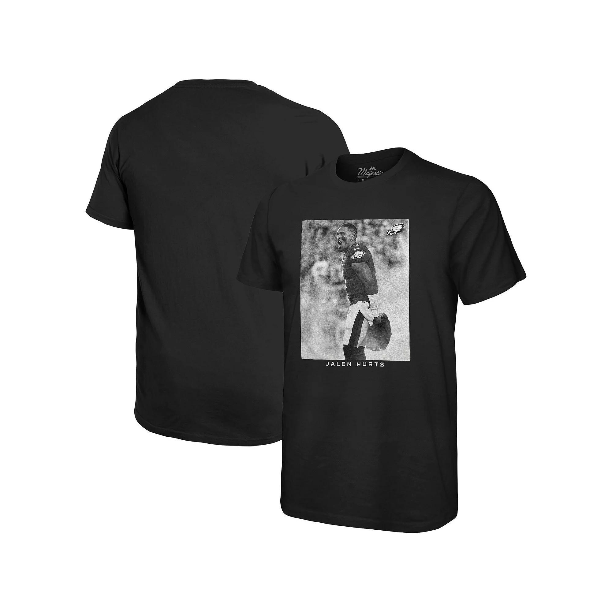 Men's Majestic Threads Jalen Hurts Black Philadelphia Eagles Oversized Player Image T-Shirt, Size: XL Product Image