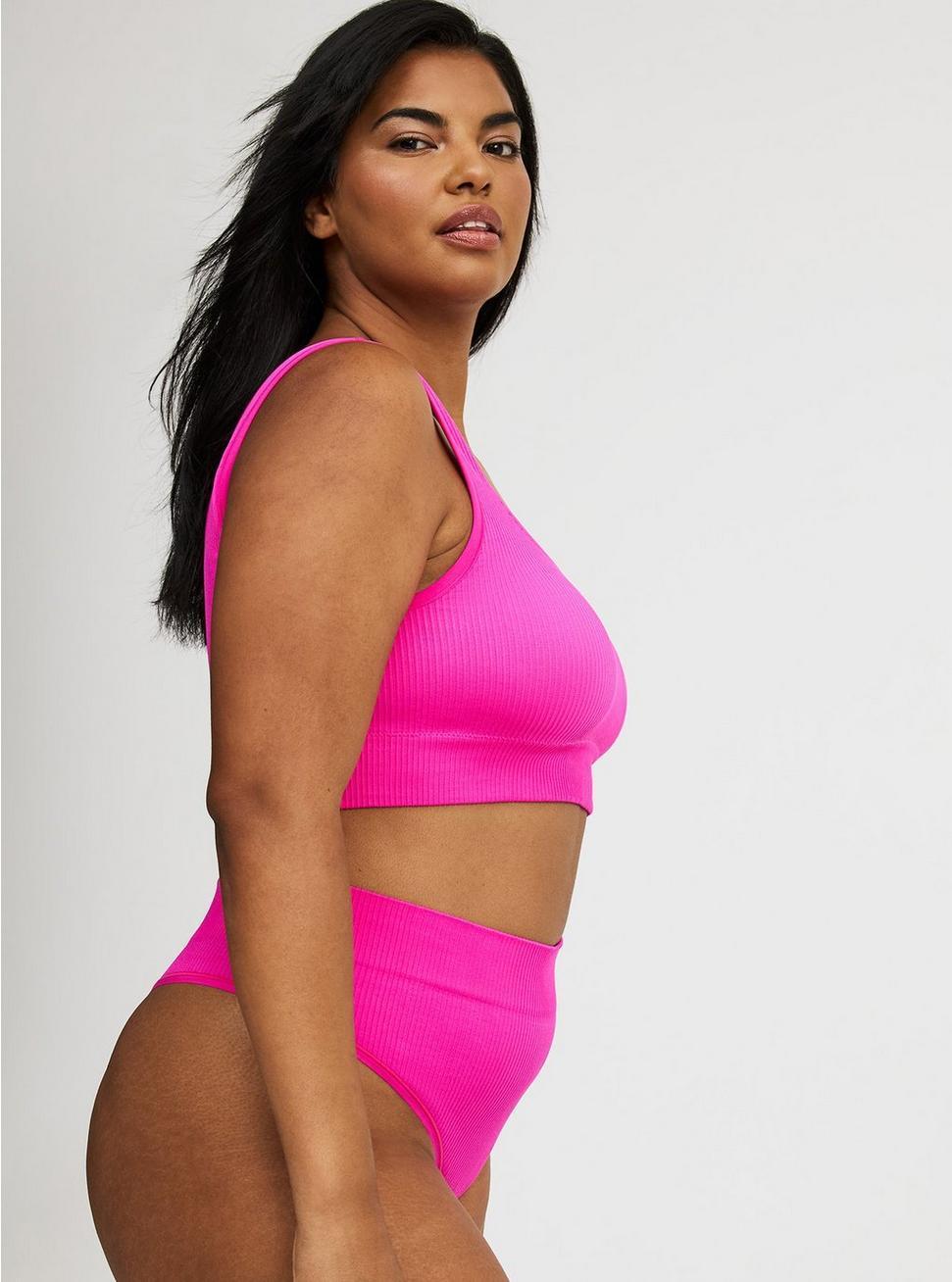 Seamless Ribbed High-Rise Thong Panty Product Image