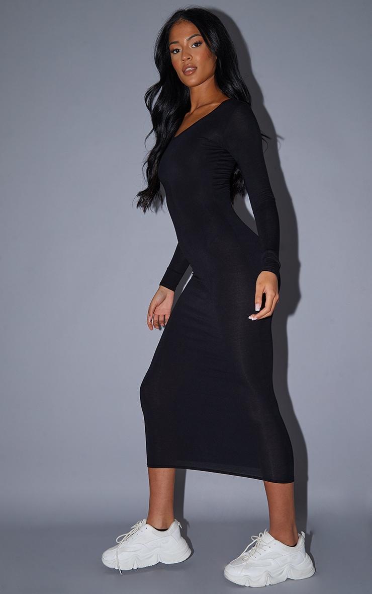 Tall Black Long Sleeve Jersey Maxi Dress Product Image