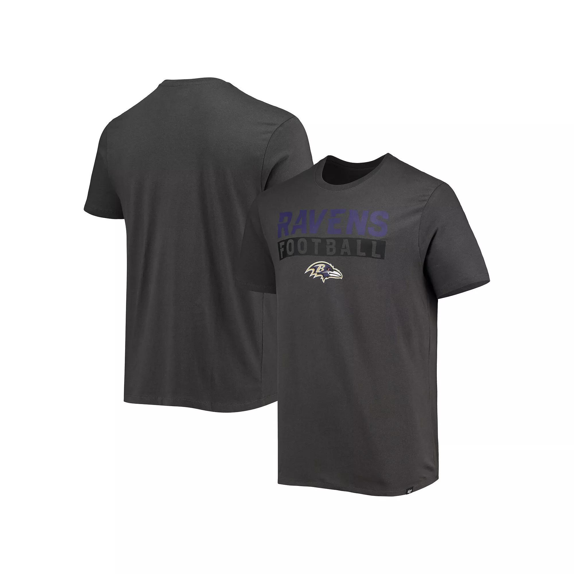Men's '47 Charcoal Baltimore Ravens Dark Ops Super Rival T-Shirt, Size: XL Product Image