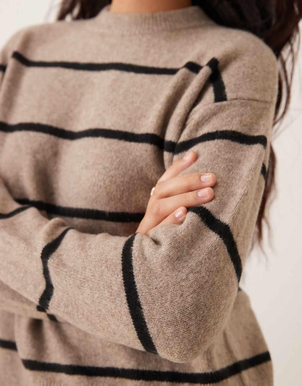 Mango high neck soft sweater in oatmeal Product Image