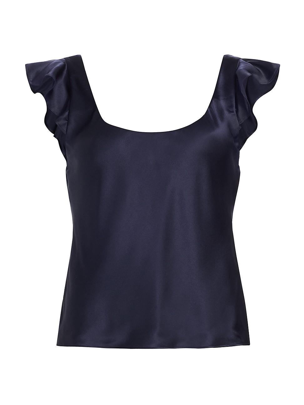 Liana Ruffled Silk Scoop-Neck Cami Product Image