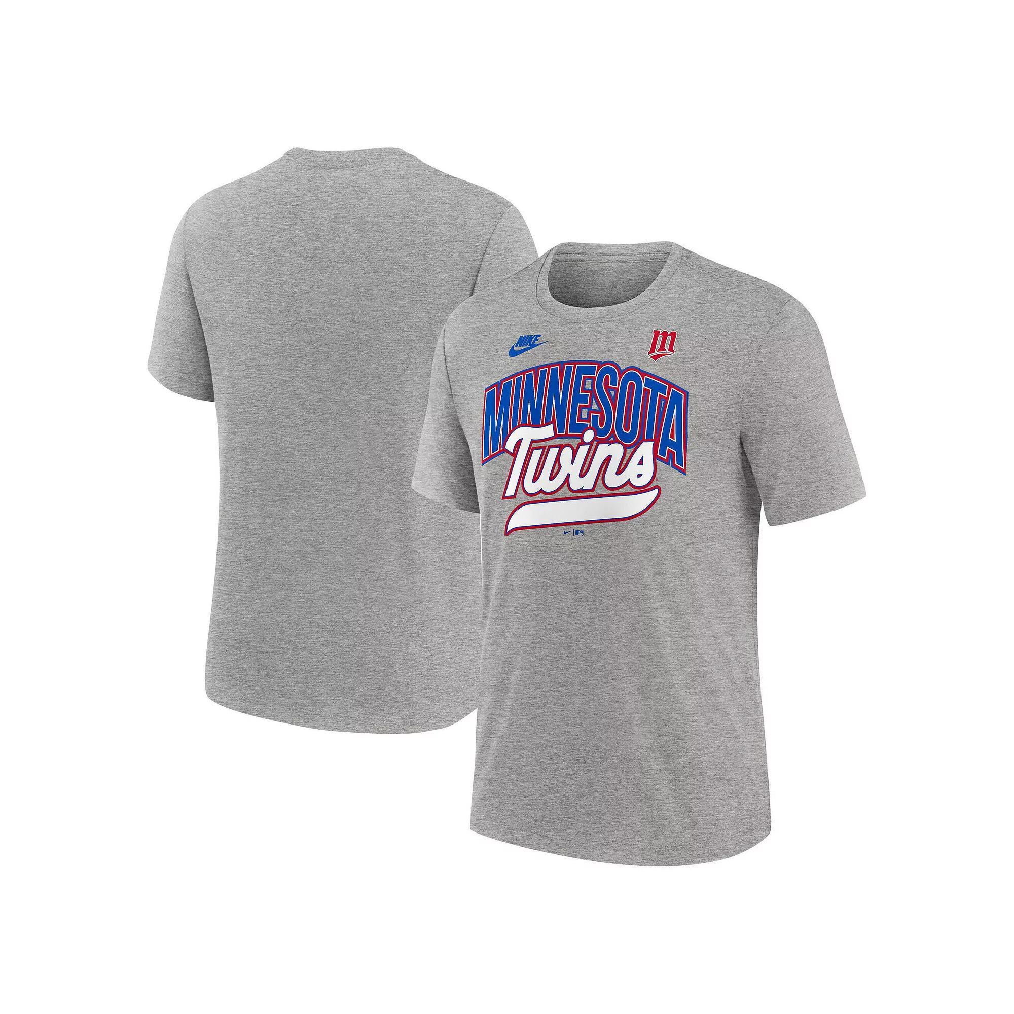 Men's Nike Heather Gray Minnesota Twins Cooperstown Collection Retro Tri-Blend T-Shirt,  Product Image
