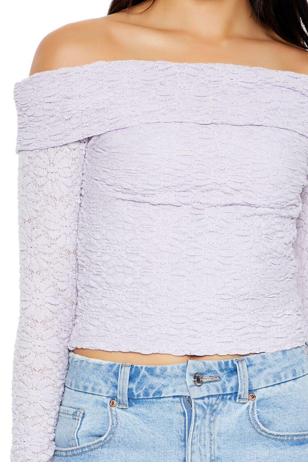 Foldover Off-the-Shoulder Lace Top | Forever 21 Product Image