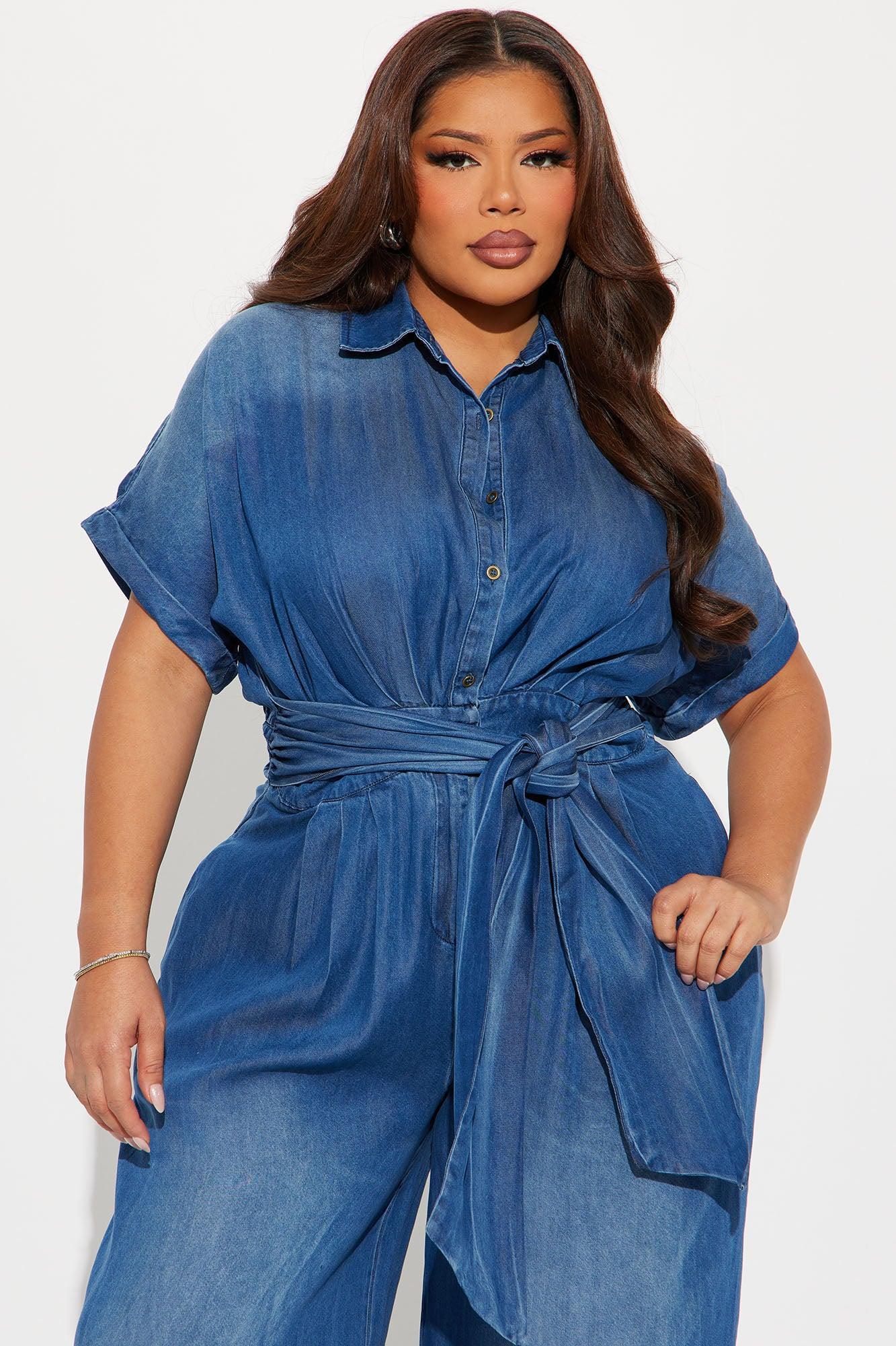 Lorette Chambray Jumpsuit - Medium Wash Product Image
