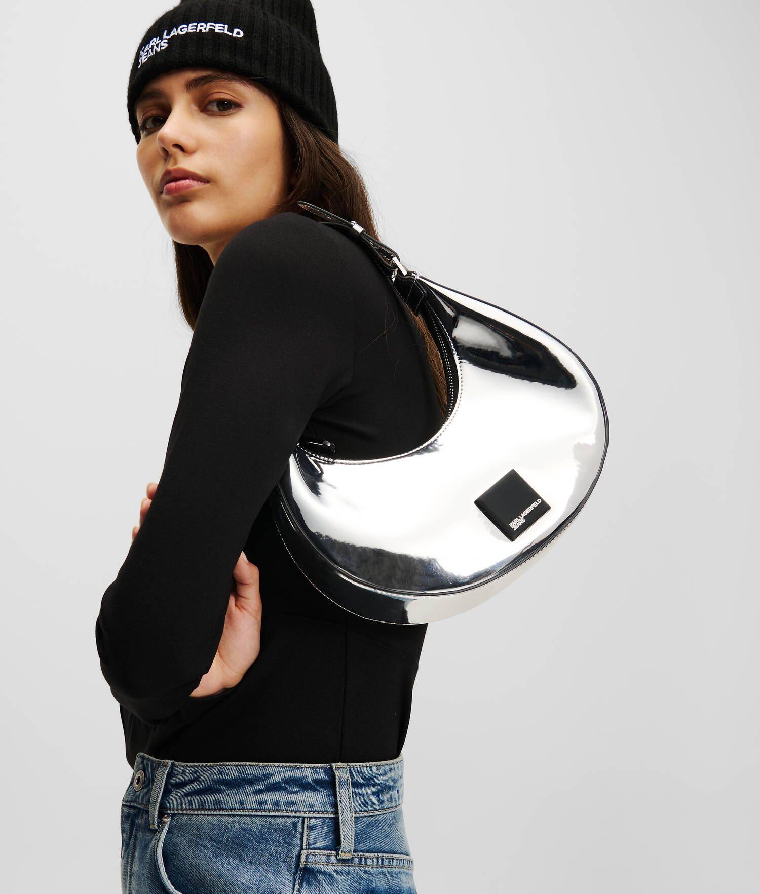 KLJ MIRROR-EFFECT HALF-MOON SHOULDER BAG Product Image