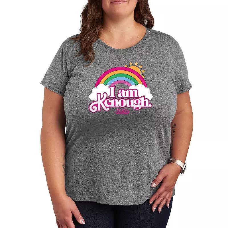 Plus Size Barbie The Movie Kenough Rainbow Graphic Tee, Womens Heather Grey Product Image