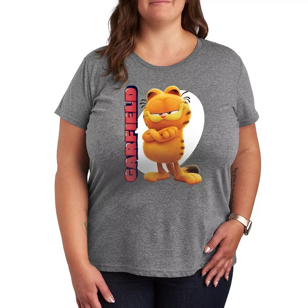 Plus The Garfield Movie Vertical Graphic Tee, Women's, Size: 2XL, Grey Blue Product Image