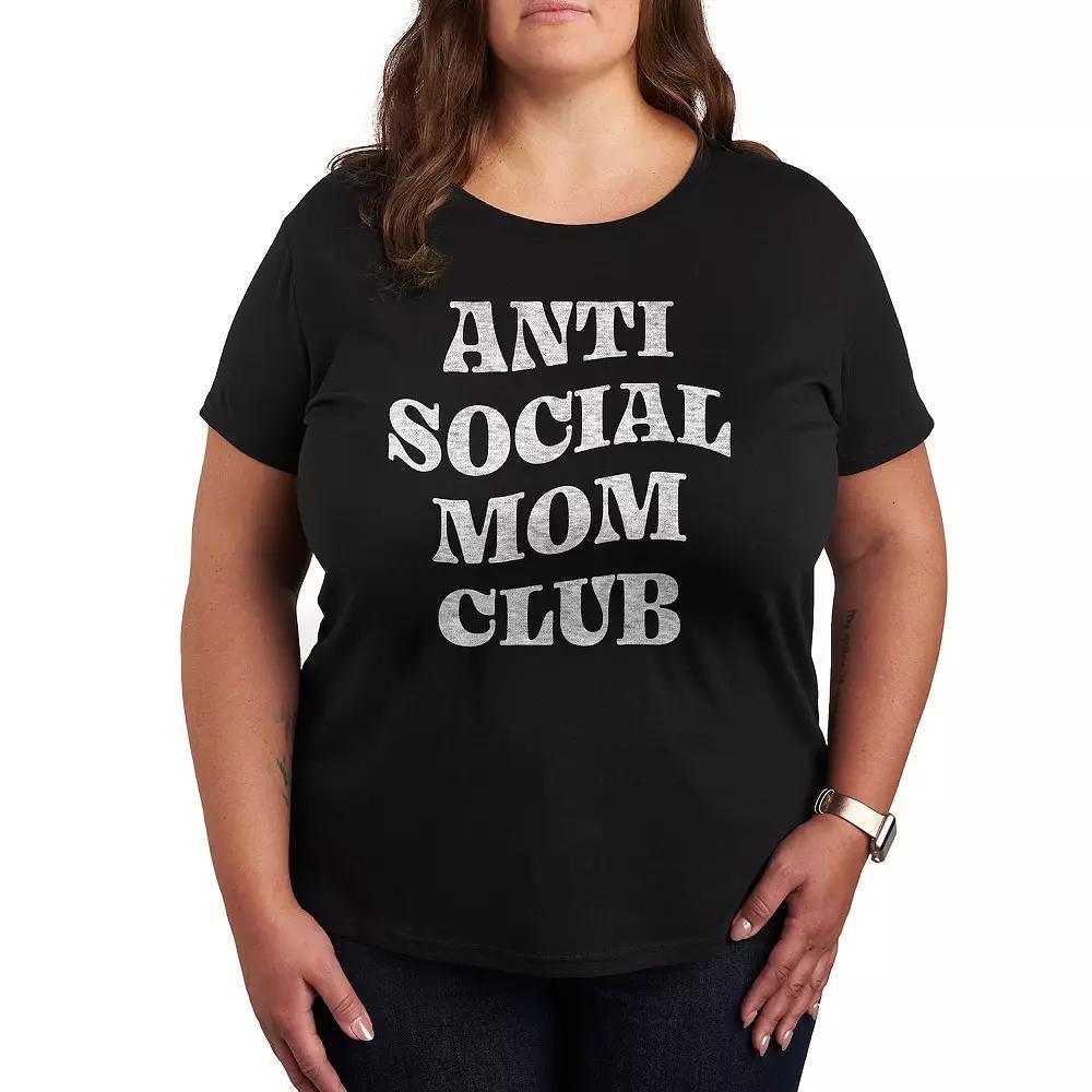 Plus Size Anti Social Mom Club Graphic Tee, Women's, Size: 2XL, Black Product Image