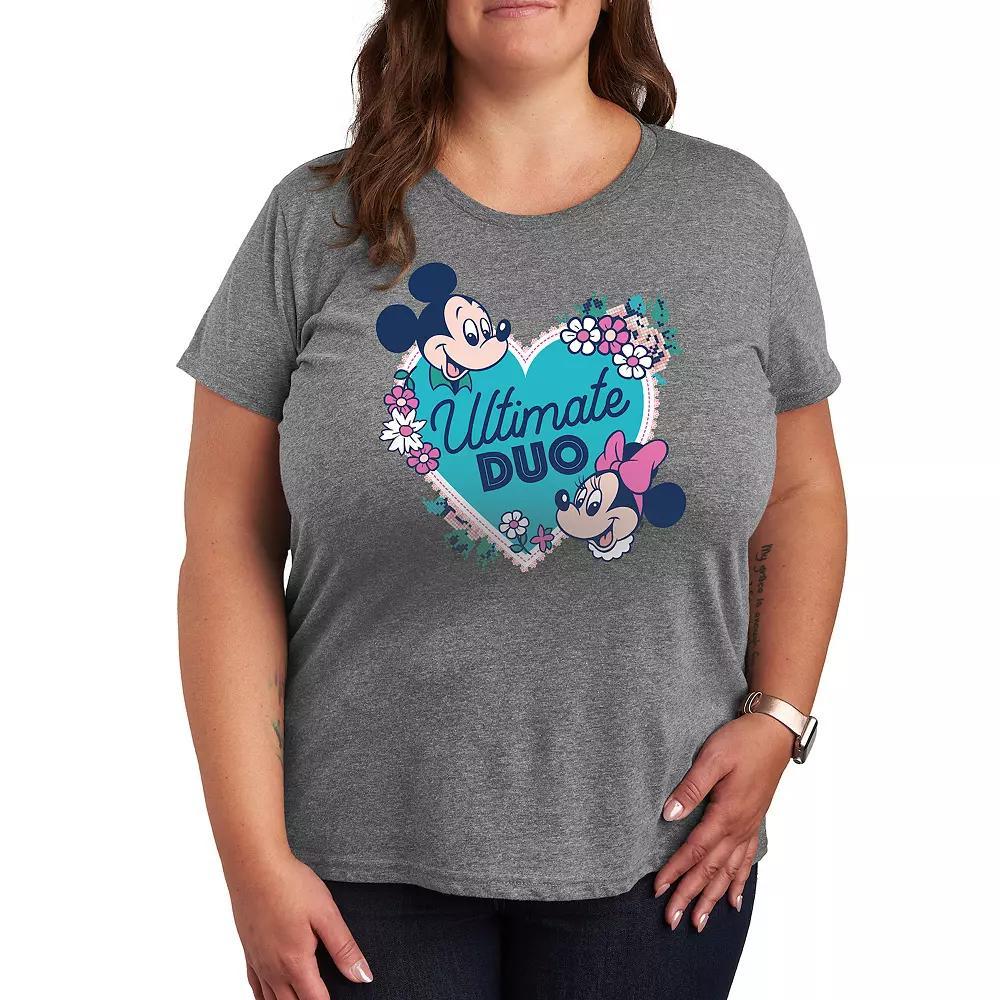 Disney's Mickey & Minnie Mouse Plus Size Ultimate Duo Graphic Tee, Women's, Size: 1XL, Grey Gray Product Image