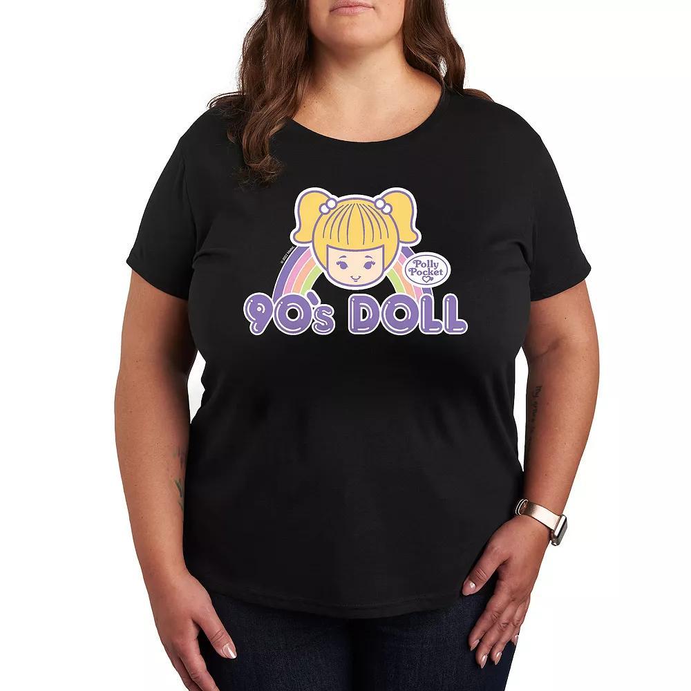 Plus Polly Pocket 90s Doll Graphic Tee, Womens Grey Green Product Image