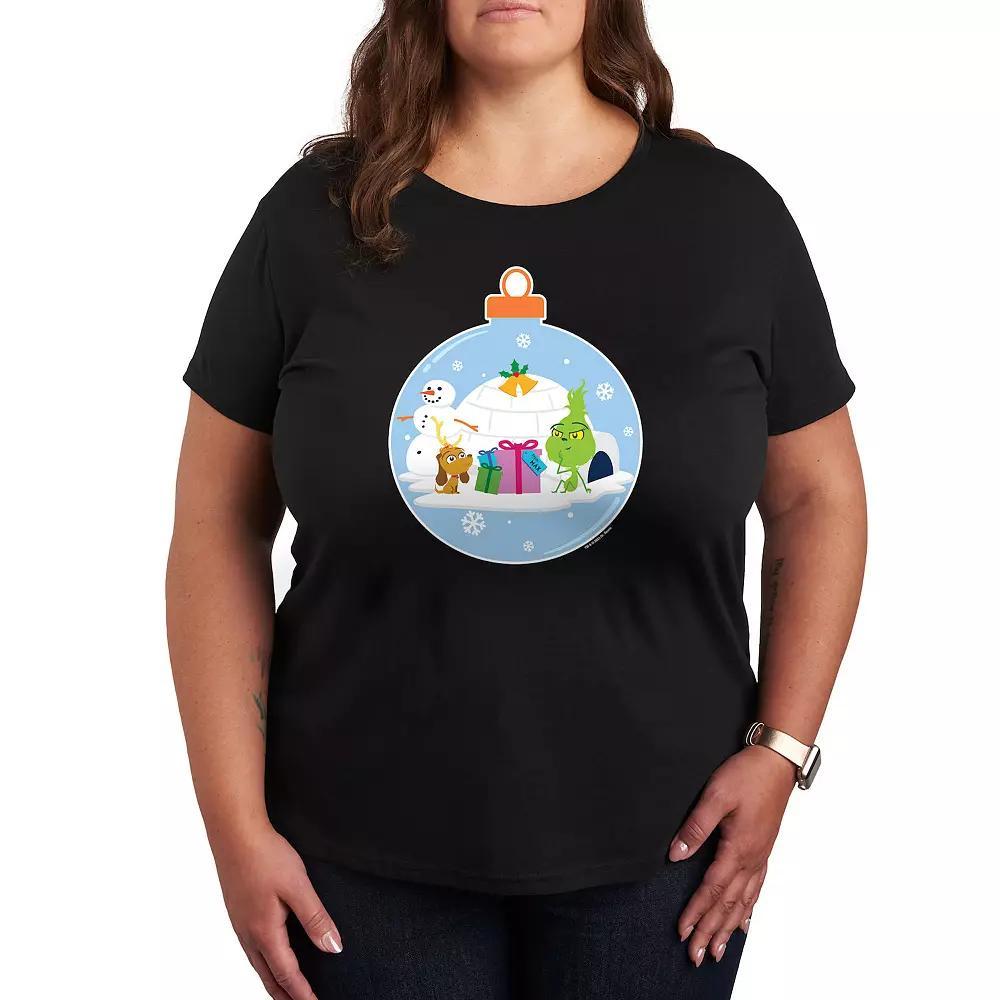 Plus Dr. Seuss Little Grinch Igloo Scene Graphic Tee, Womens Grey Blue Product Image