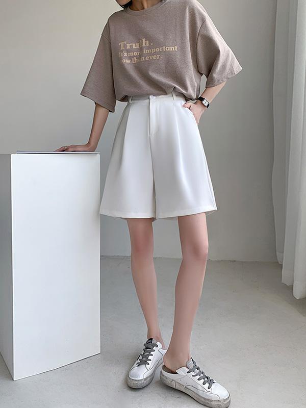 Stylish Solid Color High Waisted A-Line Wide Leg Trousers Product Image