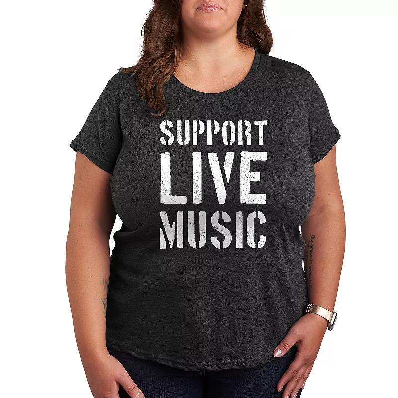 Plus Support Live Music Graphic Tee, Women's, Size: 1XL, Heather Grey Product Image