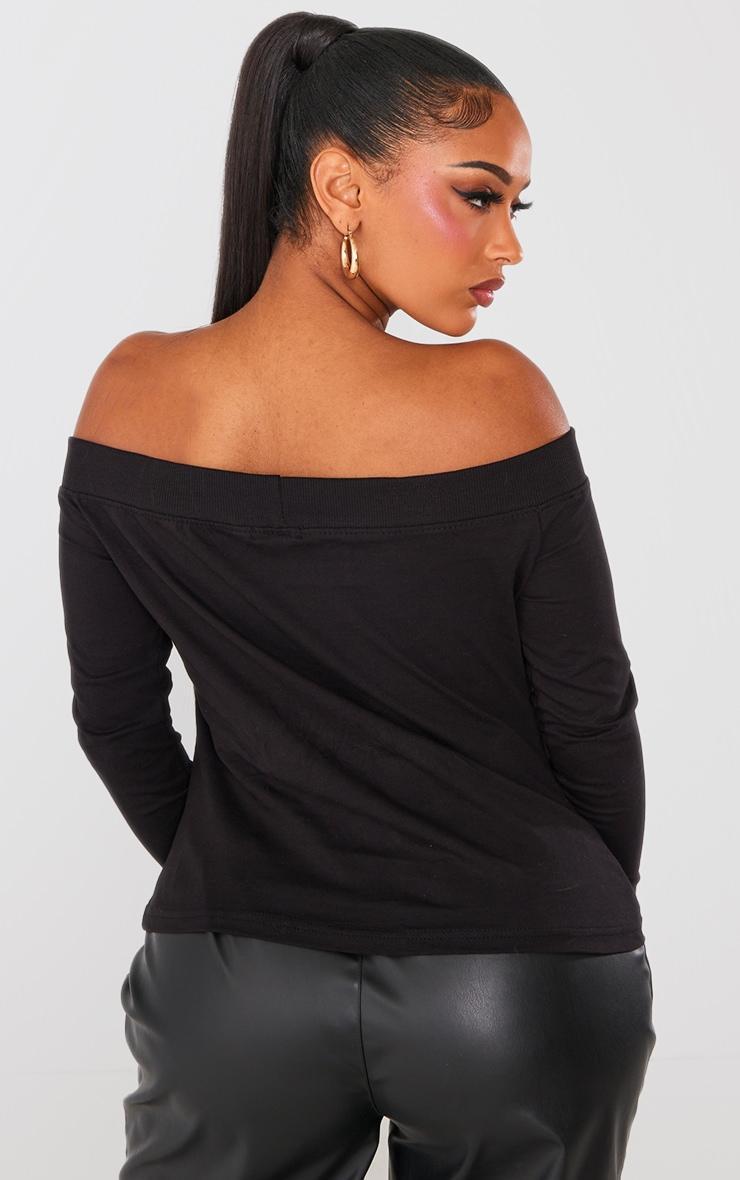 Shape Black Miami Printed Bardot Long Sleeve Top Product Image