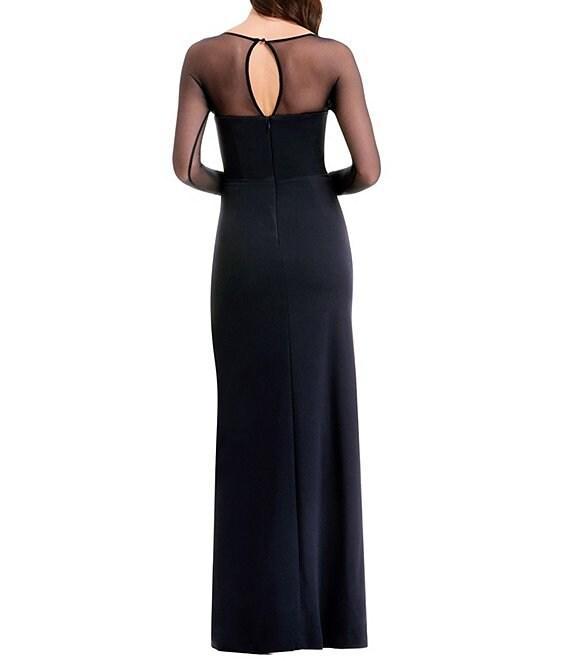 Dress the Population Maxwell Square Neck Mesh Long Sleeve Column Gown Product Image