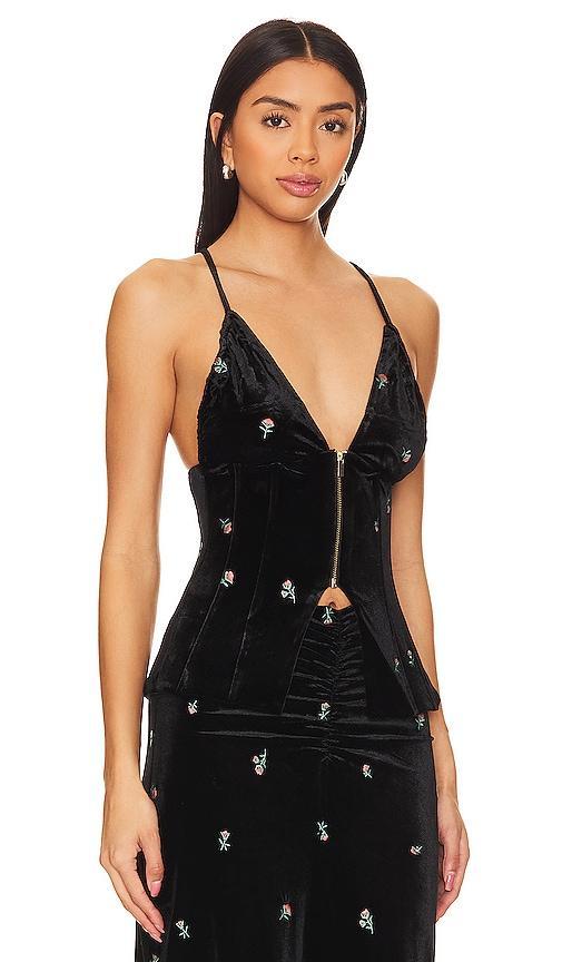 Embroidered Velvet Peplum Corset WeWoreWhat Product Image