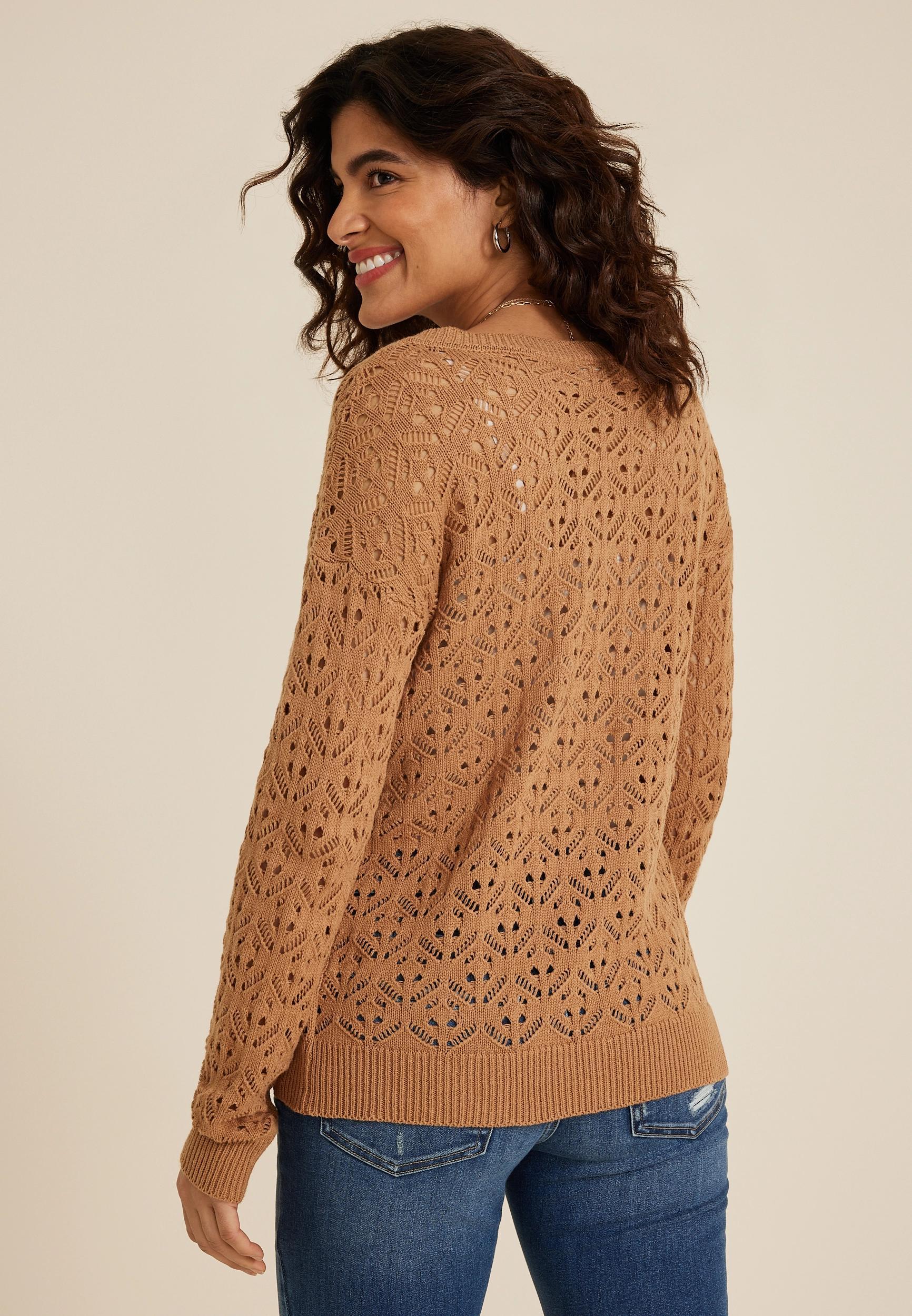 Open Knit V Neck Sweater Product Image