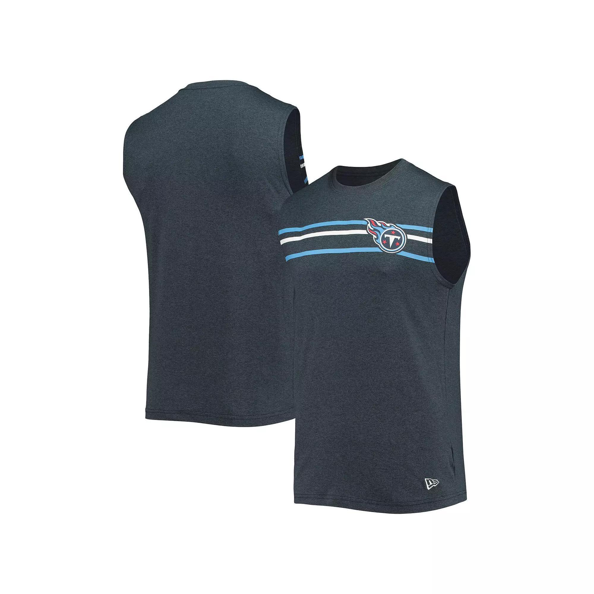 Men's New Era Heathered Navy Tennessee Titans Brushed Sleeveless Tank Top,  Product Image