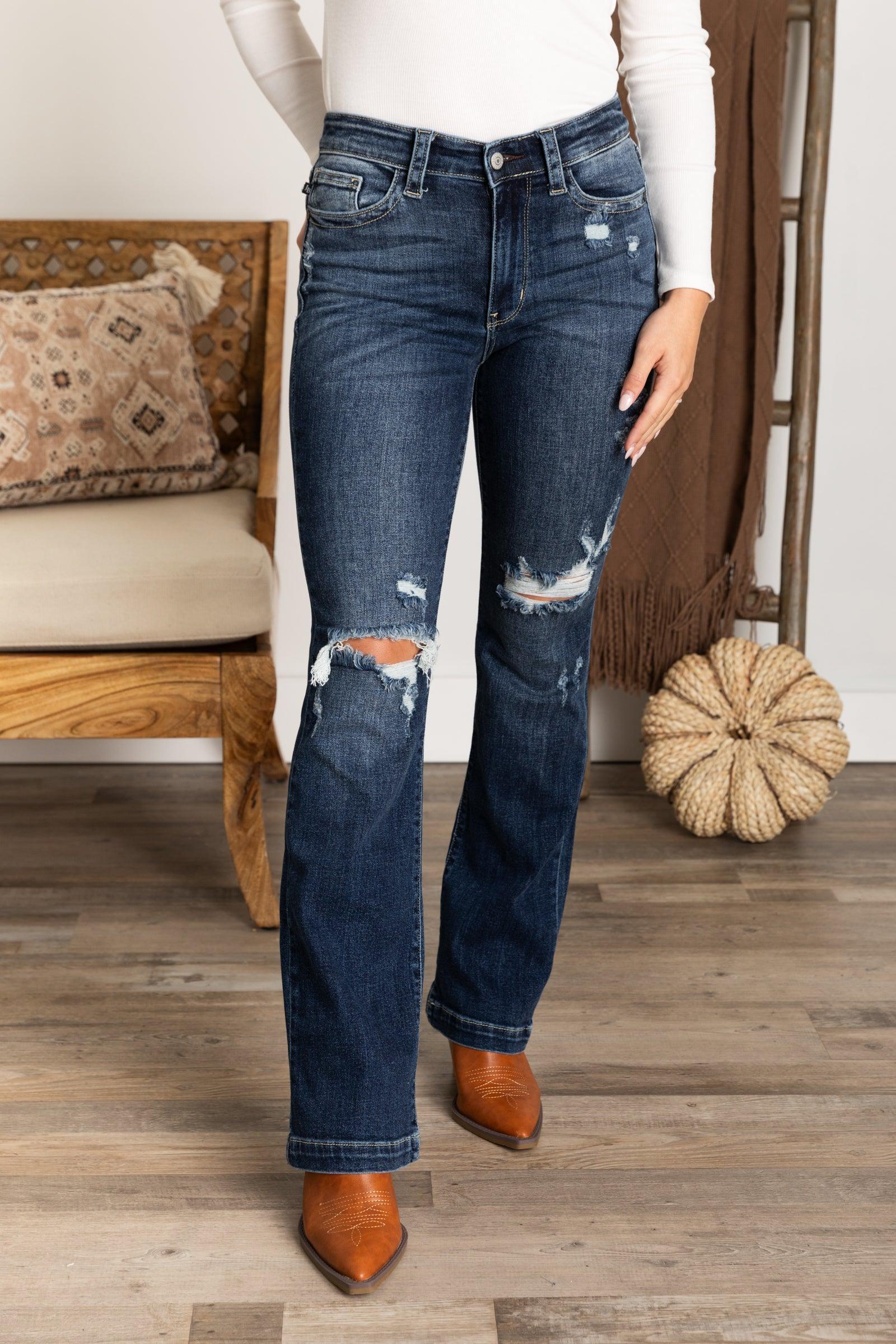 Judy Blue Bootcut Knee Distressed Jeans Product Image