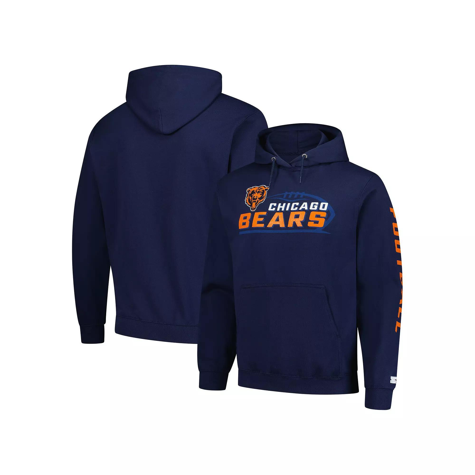Men's Starter Navy Chicago Bears Vintage Pullover Hoodie,  Product Image