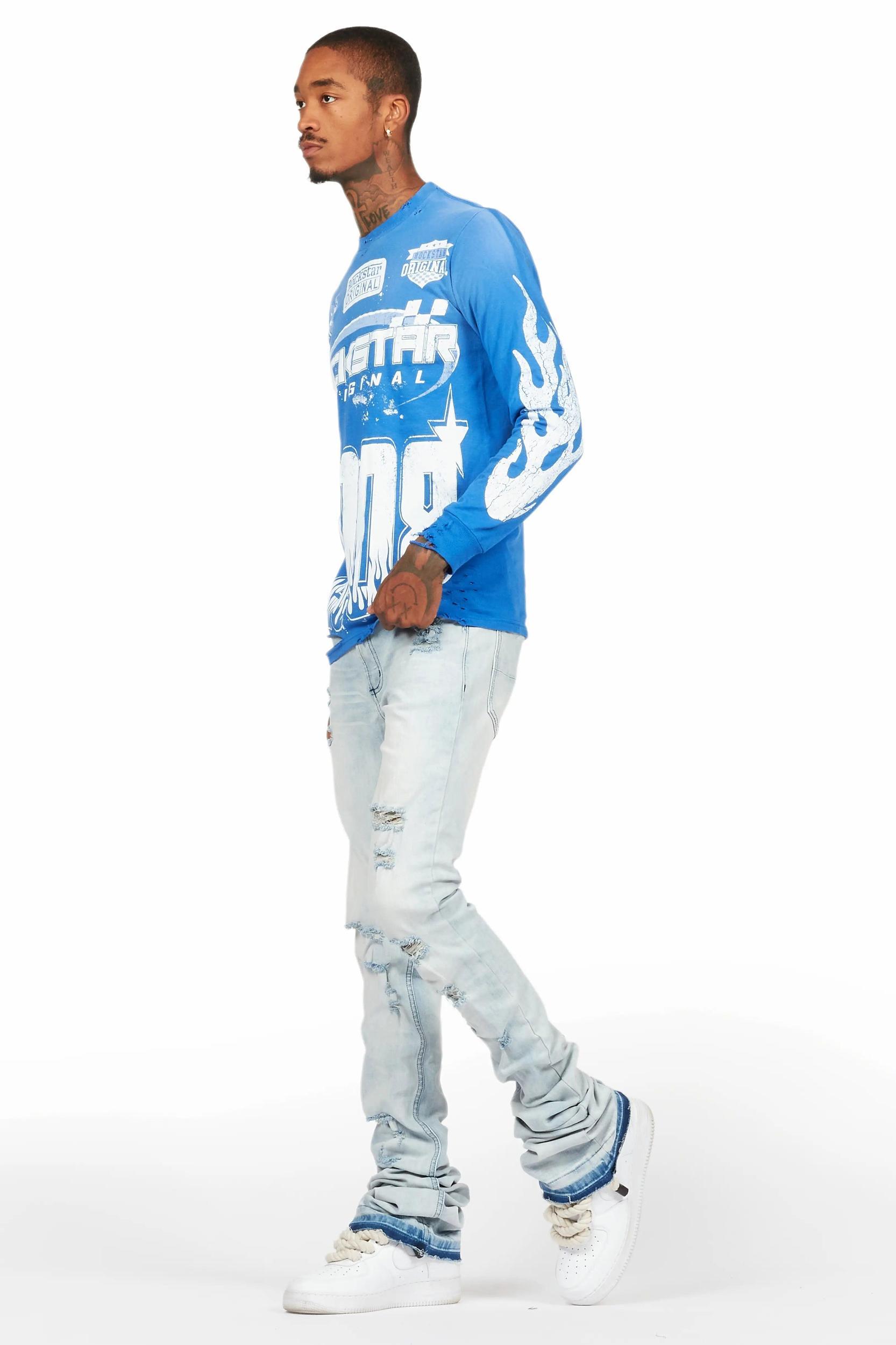 Stellan Blue Super Stacked Flare Jean Male Product Image