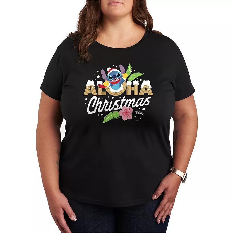 Disney's Lilo and Stitch Plus Size Aloha Christmas Graphic Tee, Women's, Size: 4XL, Black Product Image