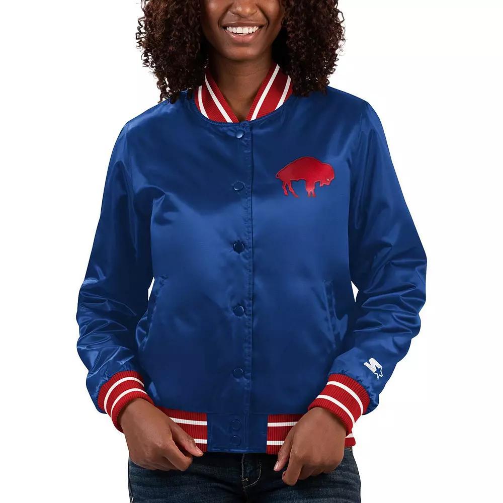 Women's Starter Royal Buffalo Bills Full Count Satin Full-Snap Varsity Jacket,  Product Image
