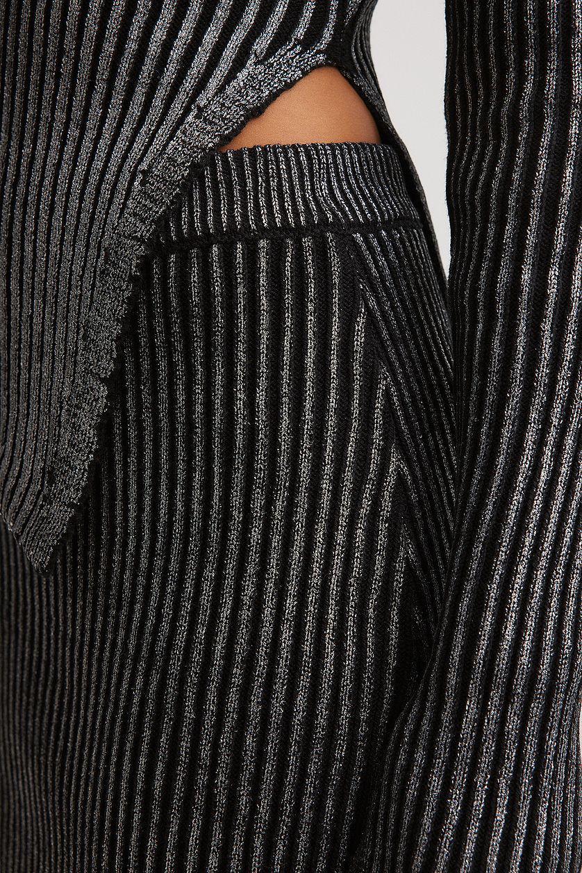 Knitted Metallic Mini Skirt Product Image