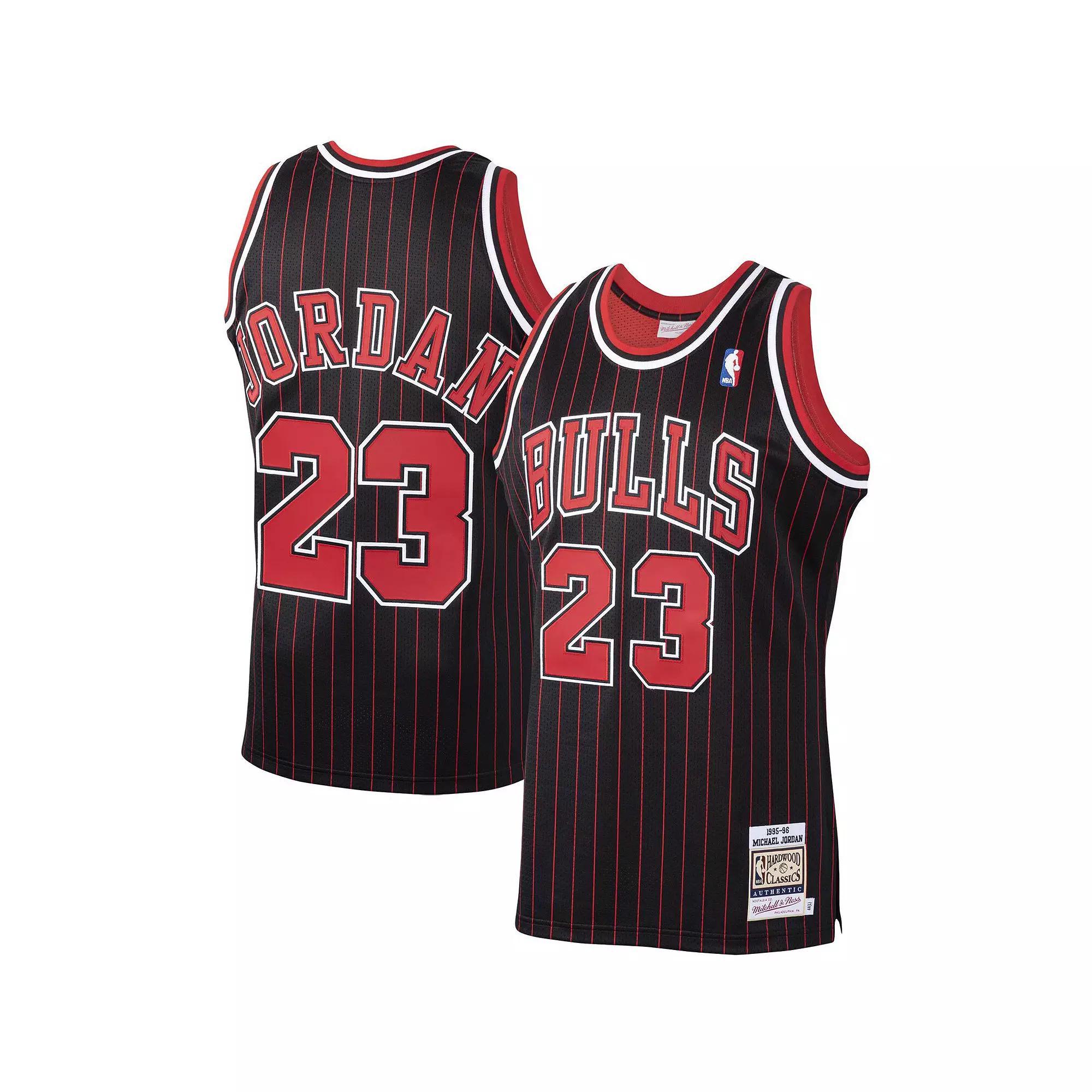 Men's Mitchell & Ness Michael Jordan Black Chicago Bulls Hardwood Classics 1995-96 Authentic Jersey, Size: 2XL Product Image