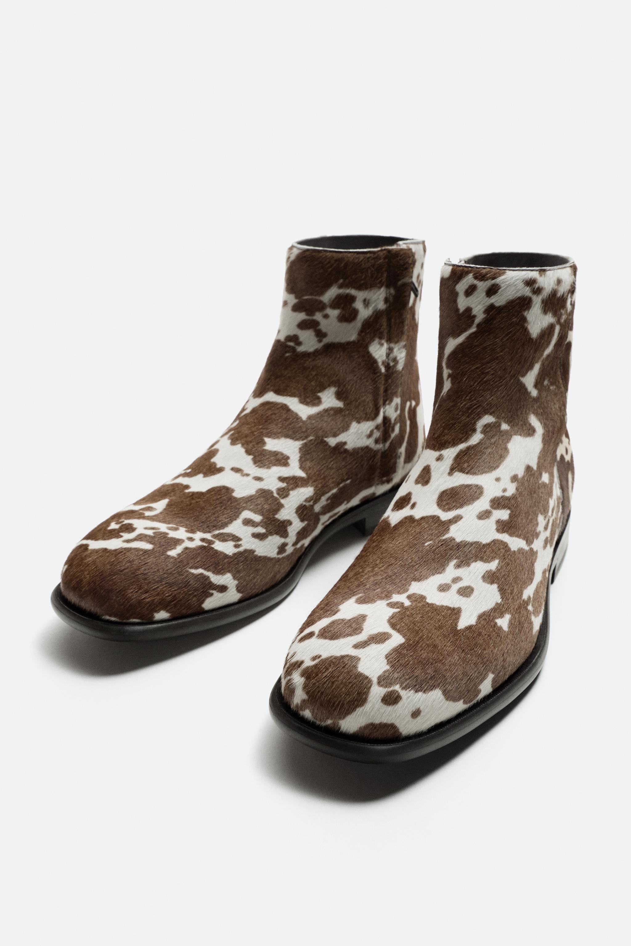 ANIMAL PRINT LEATHER BOOTS Product Image