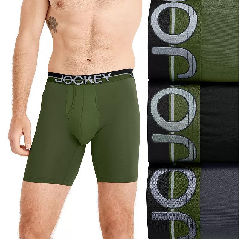 Men's Jockey® Infinite Cool 3-pk Microfiber Stretch 8" Long Leg Boxer Briefs, Size: Small, Red Apple Team Product Image