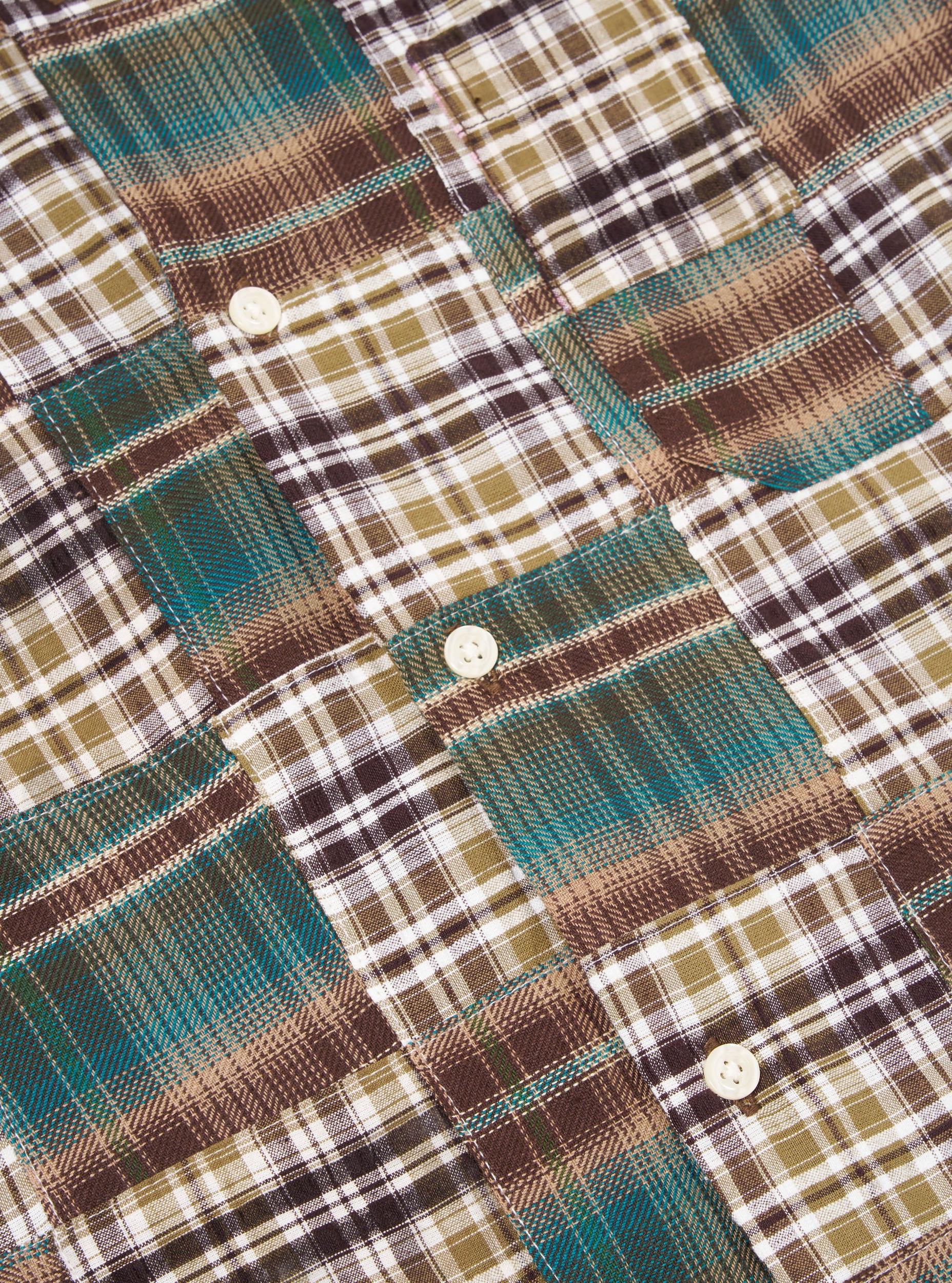 Universal Works Long Pyjama Set in Green/Brown Patchwork Madras Product Image