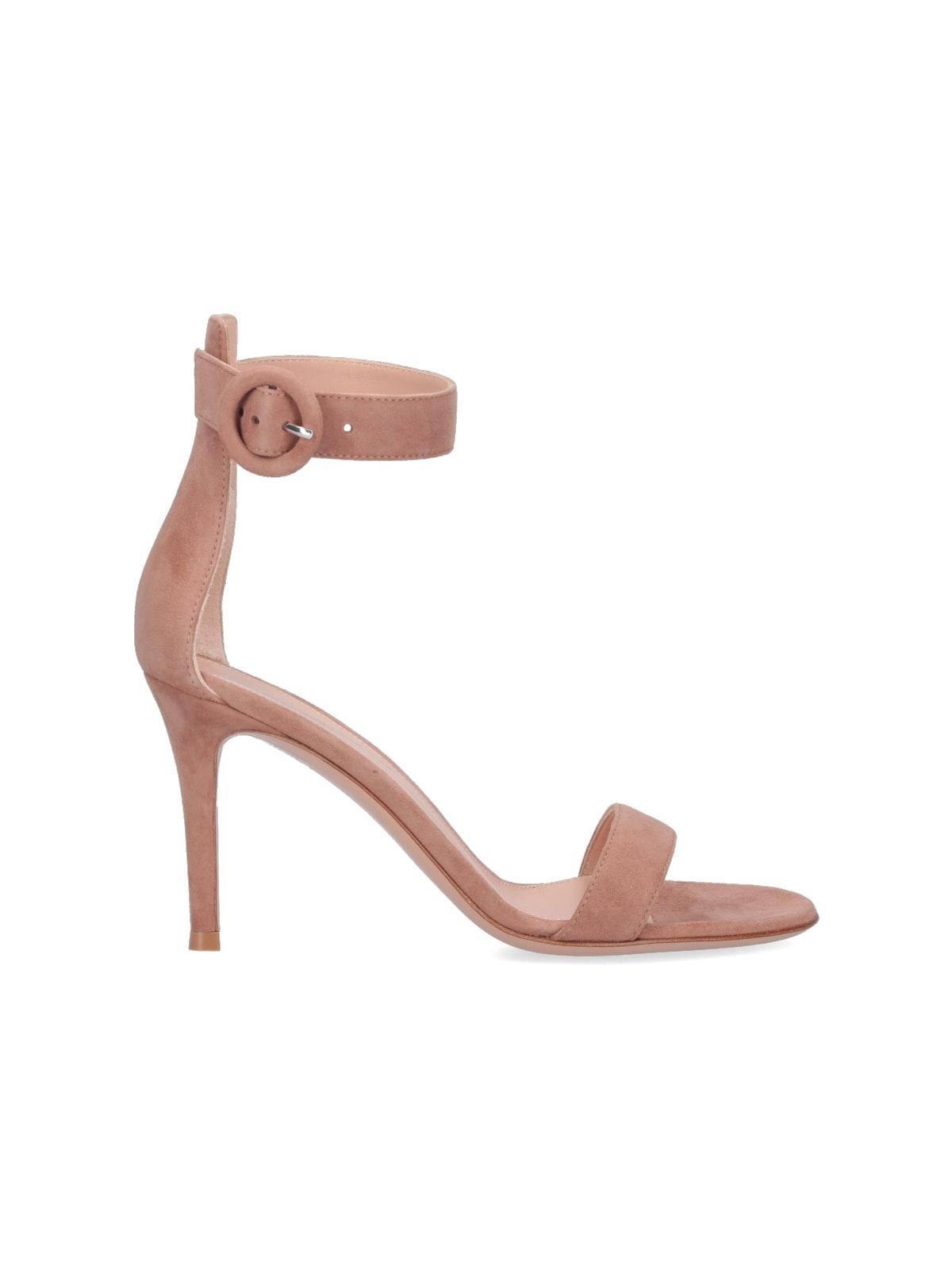 GIANVITO ROSSI Neutral Portofino 70 Suede Sandals In Neutrals Product Image