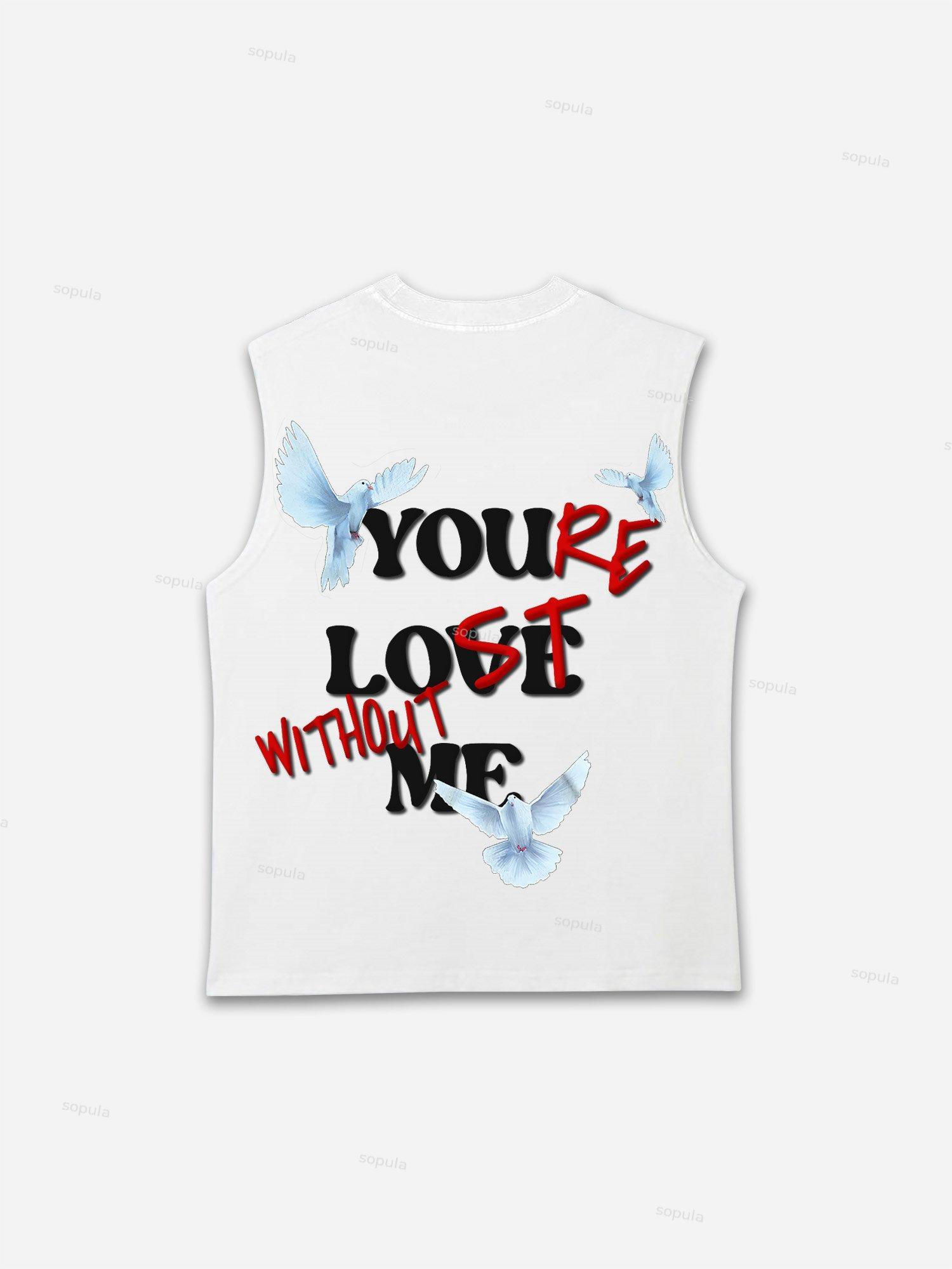 Sopula Peace Dove You're Lost Without Me Graphic Sleeveless Tank Top Product Image