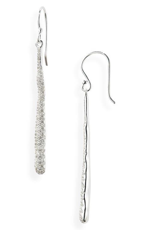 Womens Stardust Squiggle Stick Silver & Diamond Pav Earrings Product Image