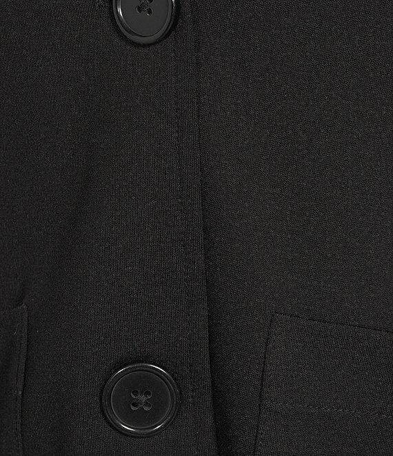 City Blues Solid Ponte Knit Notch Collar Long Sleeve Pocketed Button-Front Blazer Product Image