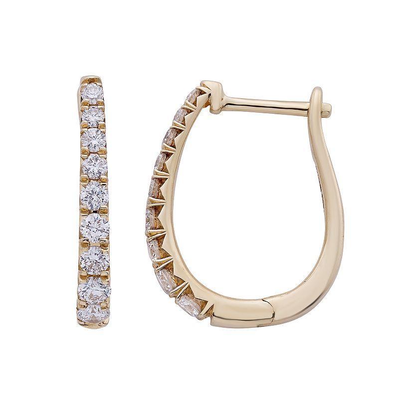 The Regal Collection 14k Gold 1/2 Carat T.W. IGL Certified Diamond Leverback Hoop Earrings, Womens, Yellow Product Image