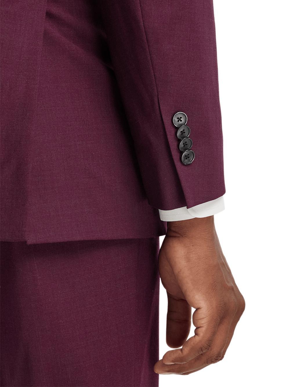 Wool Stretch Bengaline Peak Lapel Suit Jacket - Plum Product Image