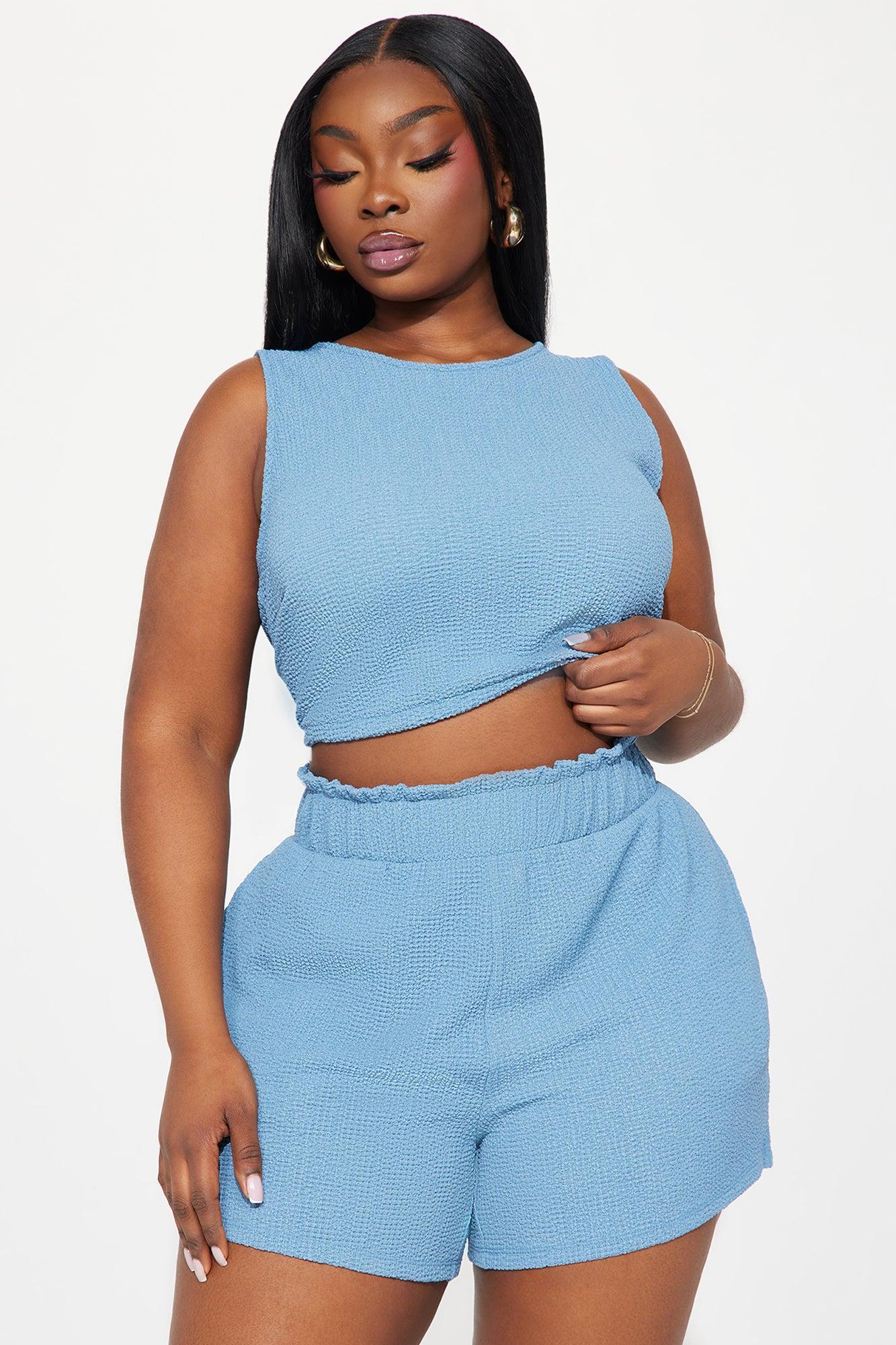 Viana Textured Short Set - Blue Product Image