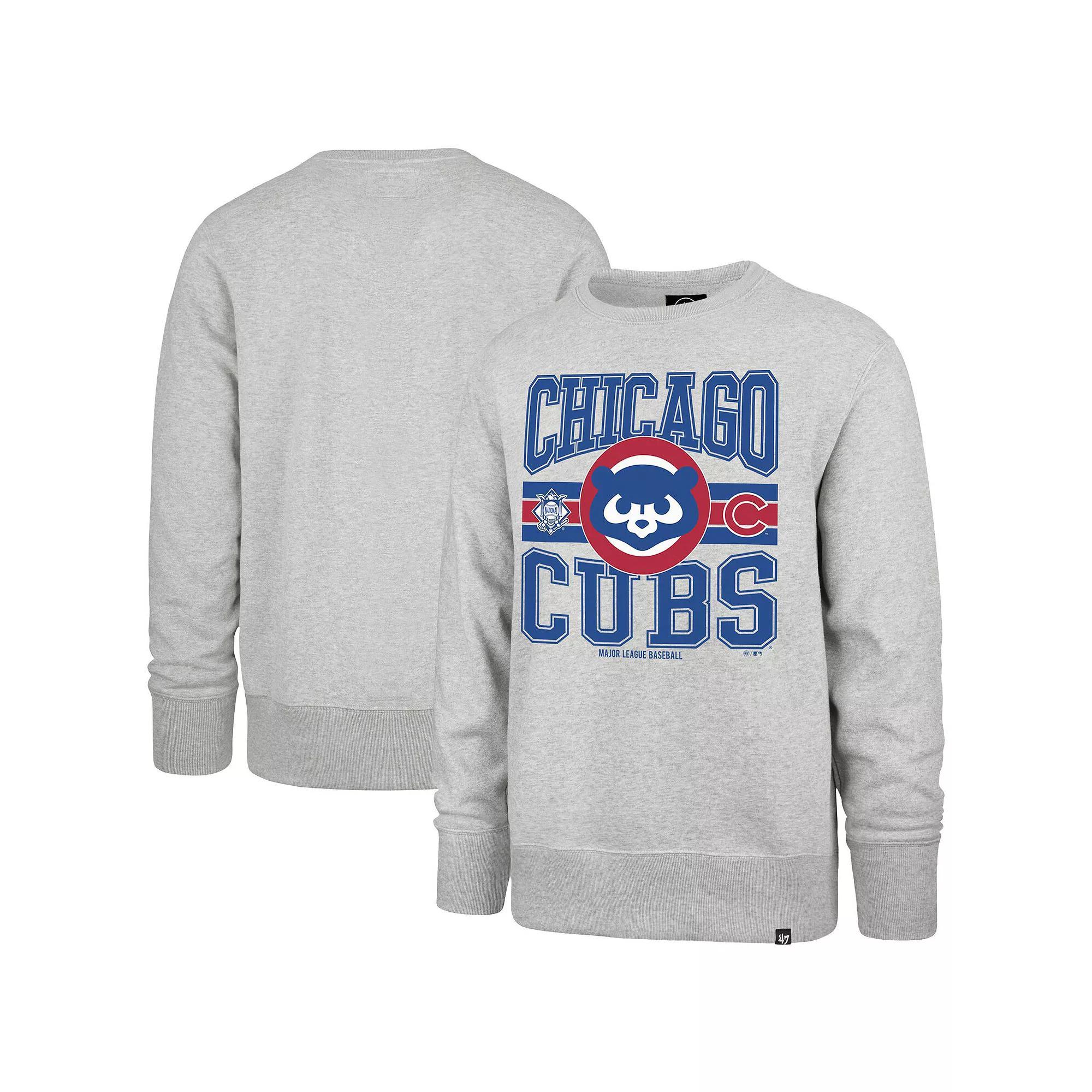 Men's '47  Gray Chicago Cubs Letters Headline Pullover Sweatshirt, Size: Medium, Grey Product Image