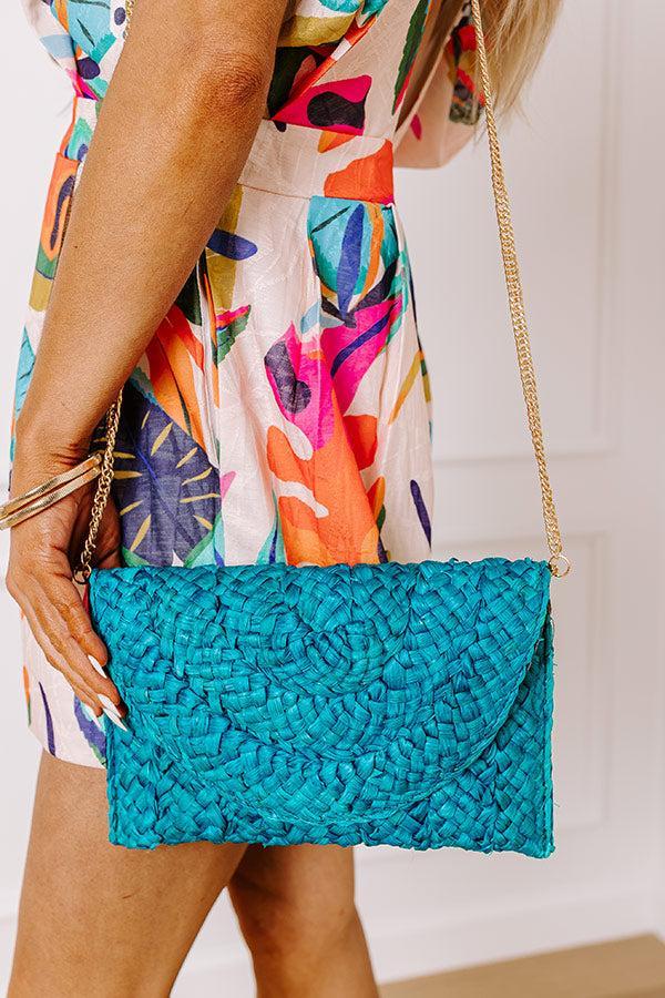 Sunny Refresh Woven Clutch in Turquoise Product Image