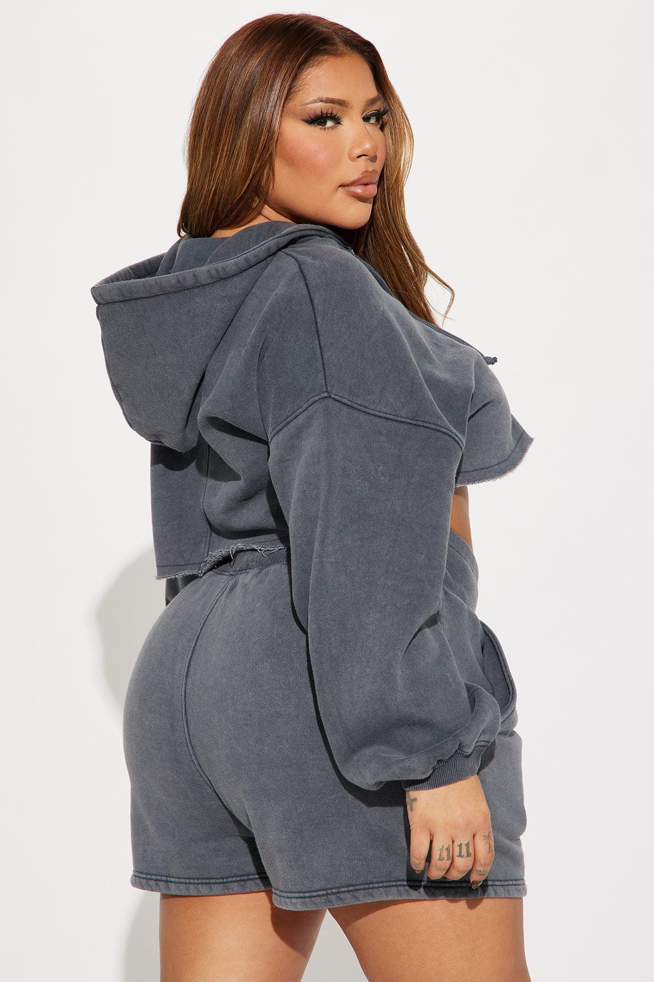 On The Go Fleece Short Set - Charcoal Product Image