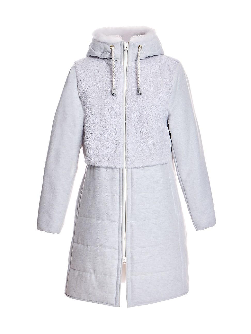 Womens Pieced Wool and Shearling Jacket Product Image